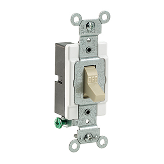 Product image for Switch toggle commercial AC quiet 1-pole 120/277V 15AMP ivory