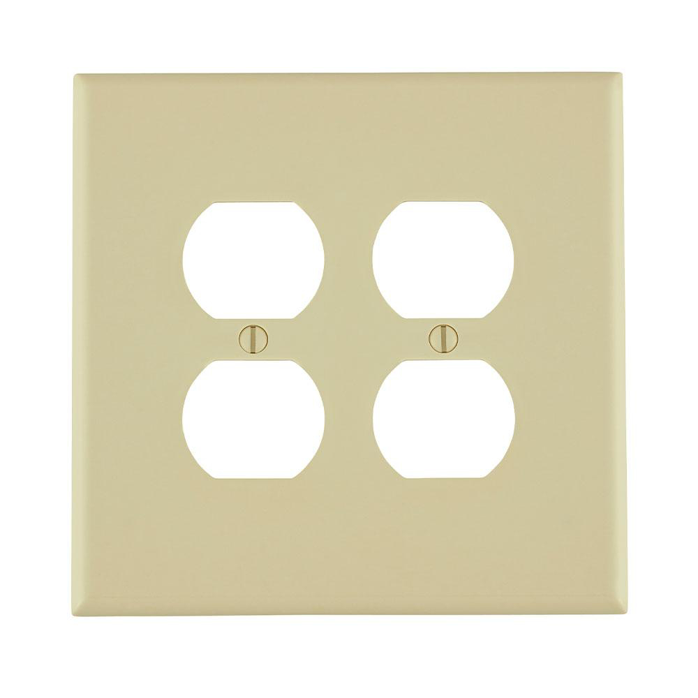 Product image for Wallplate oversize 2-gang duplex receptacle thermoset ivory