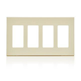 Product image for Wallplate Decora Plus™ screwless 4-gang almond