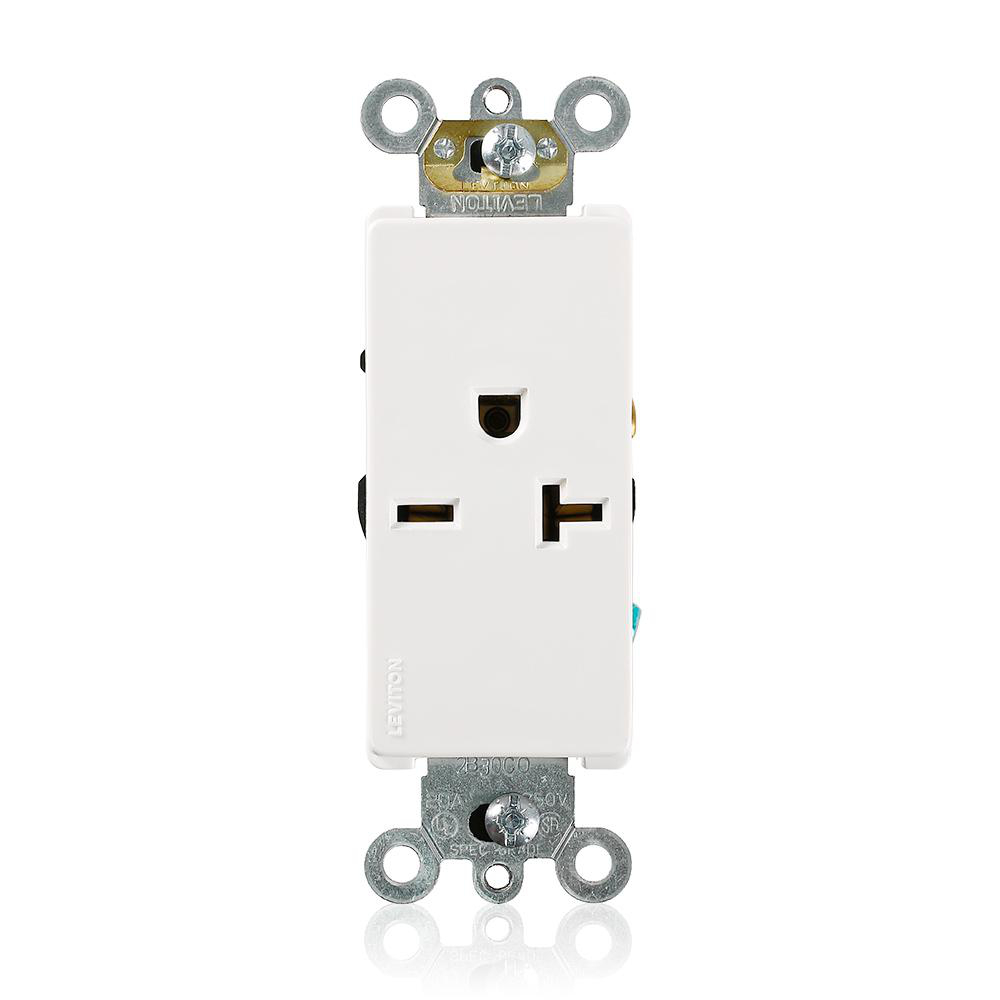 Product image for Receptacle straight single 2P 3W 250V 20AMP white