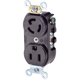 Product image for LEVITON 4794-1R RECEPTACLE 15A 125V DUPLEX COMBO LOCKING SB BLACK INDUS