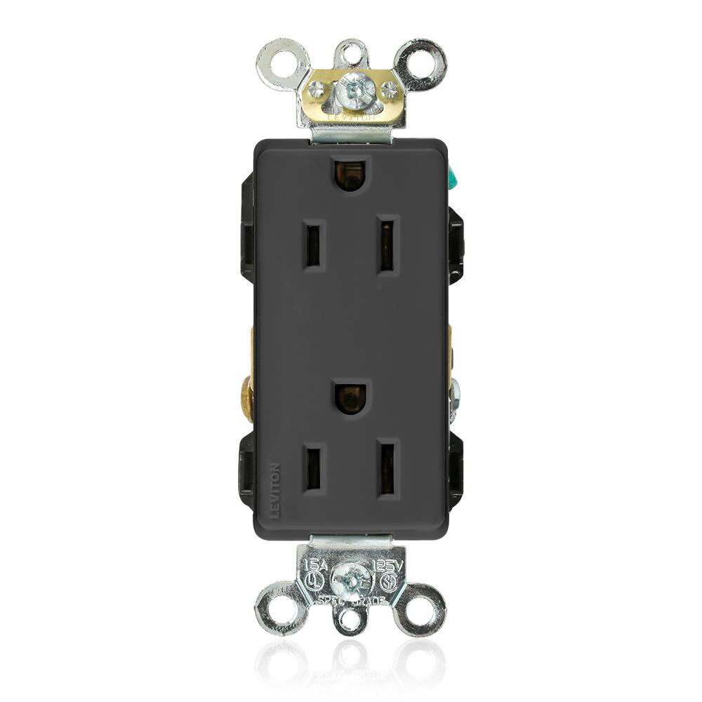 Product image for Receptacle duplex self-grounding nylon 15A 125V black
