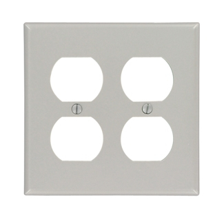 Product image for Wallplate standard 2-gang duplex receptacle thermoset grey