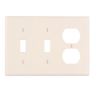 Product image for Wallplate combination 3G 2 toggle 1duplex lt alm