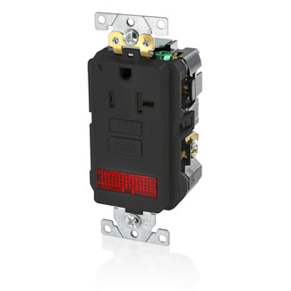 Product image for Receptacle GFCI industrial grade LED pilot light 20A 125V black