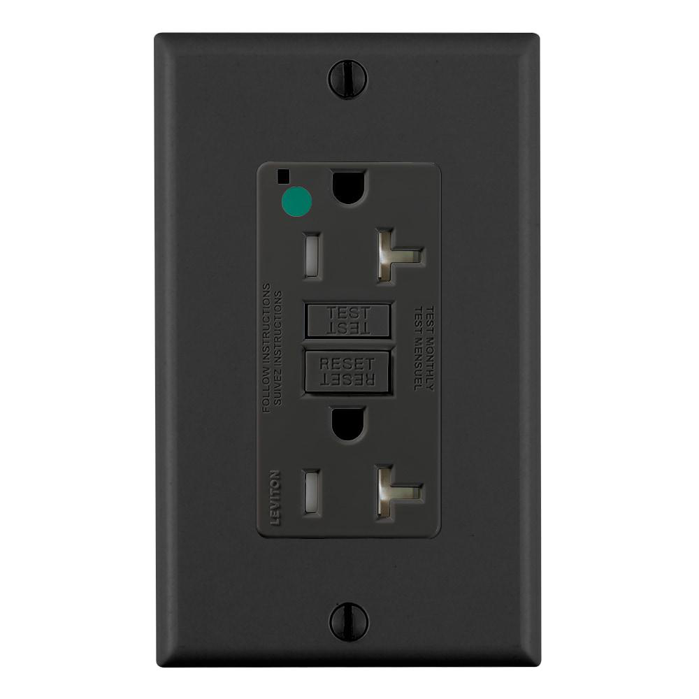 Product image for Receptacle GFCI hospital grade standard tamper resistant 20A 125V black