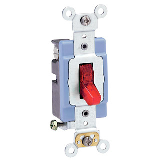 Product image for Switch toggle pilot light 1P 120V 15A red