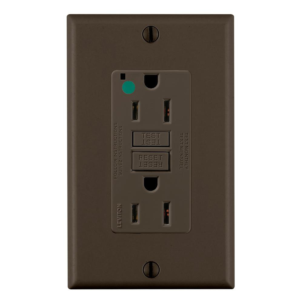 Product image for Receptacle GFCI hospital grade standard 15A 125V brown