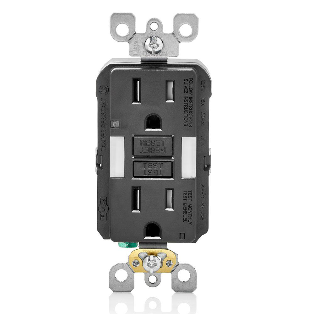 Product image for Receptacle GFCI commercial grade LED guide light 20A 125V black