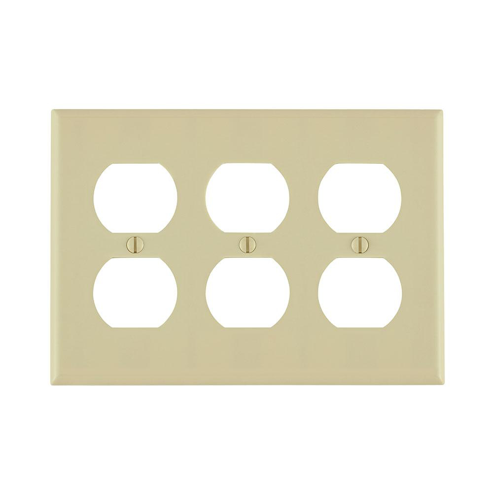 Product image for Cover plate 3 receptacle duplex 3 gang ivory