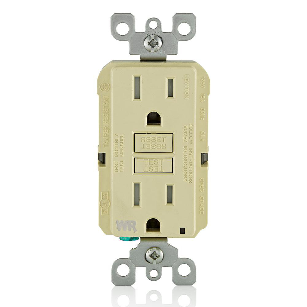 Product image for 15 Amp GFCI Weather-Resistant Outlet, Self Test, Tamper-Resistant with LED
