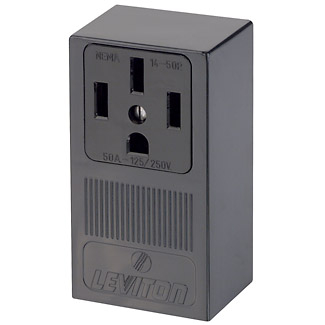 Product image for 50 Amp, 125/250 Volt, 3P, 4W, Surface Mtg Receptacle, Straight Blade,