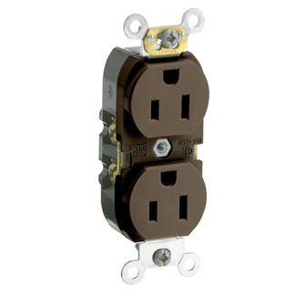 Product image for Receptacle straight duplex slim body 2P 3W 125V 15AMP brown