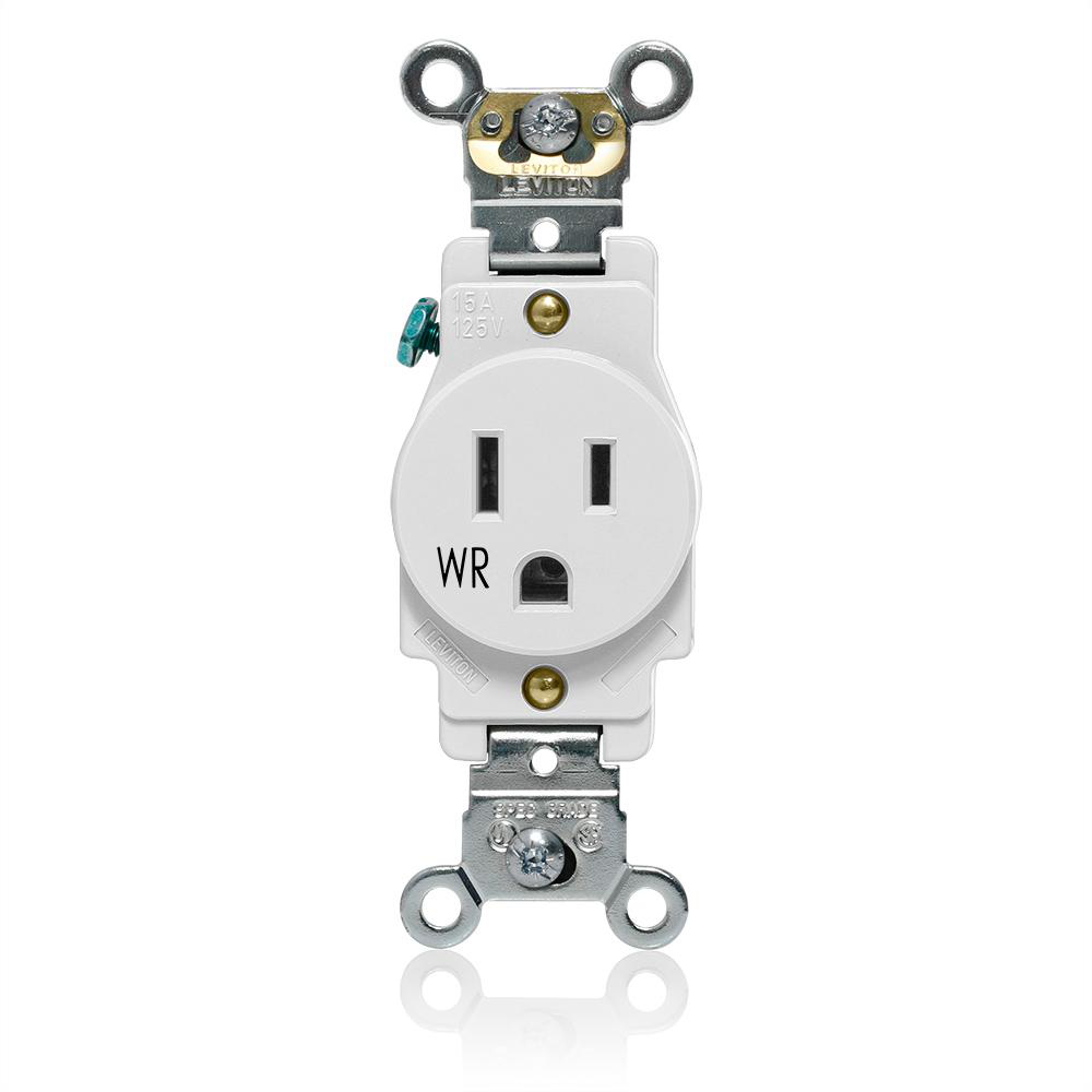 Product image for Weather-Resistant Single Receptacle, 15 Amp, 125 Volt