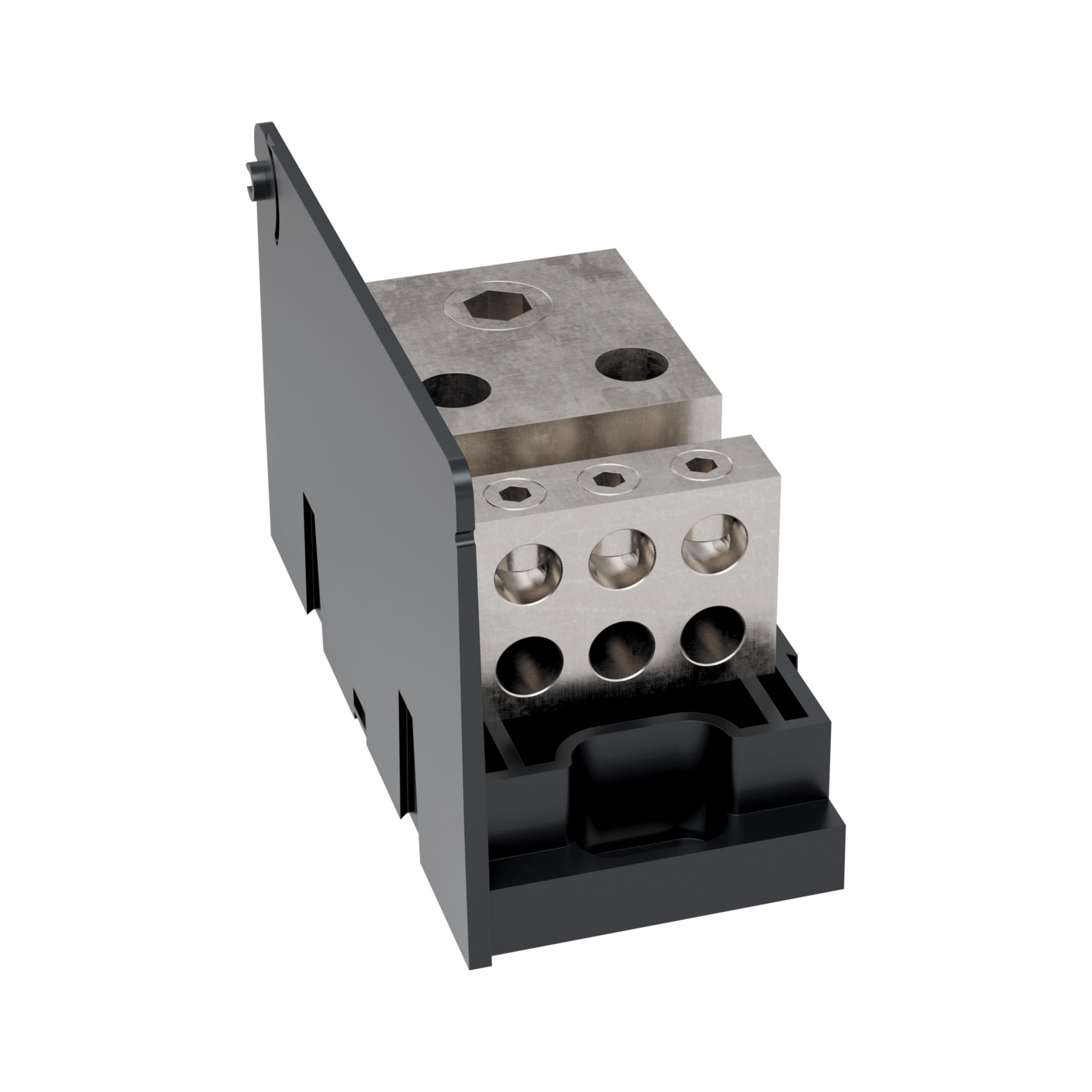Product image for Open-Style PDB UL 1953 1000V 270A Tin-plated Aluminum - 350A Adder 1 - 6 openings; 500-#4 --- 2/0-#14 Box to Box