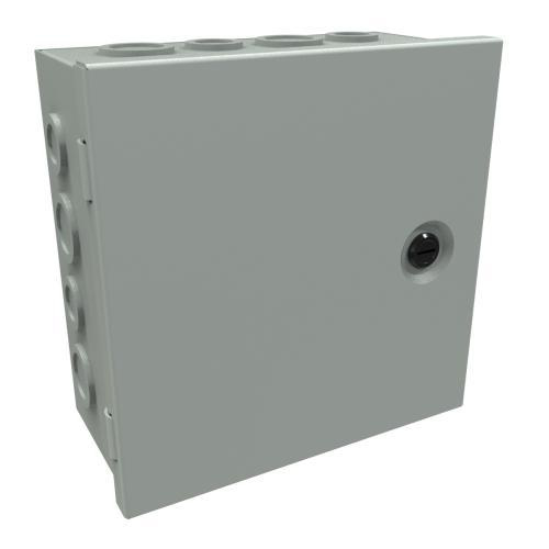 Product image for HAMMOND CHKO884 BOX E 8X8X4 WITH KNOCKOUTS NEMA 1 HINGED COVER