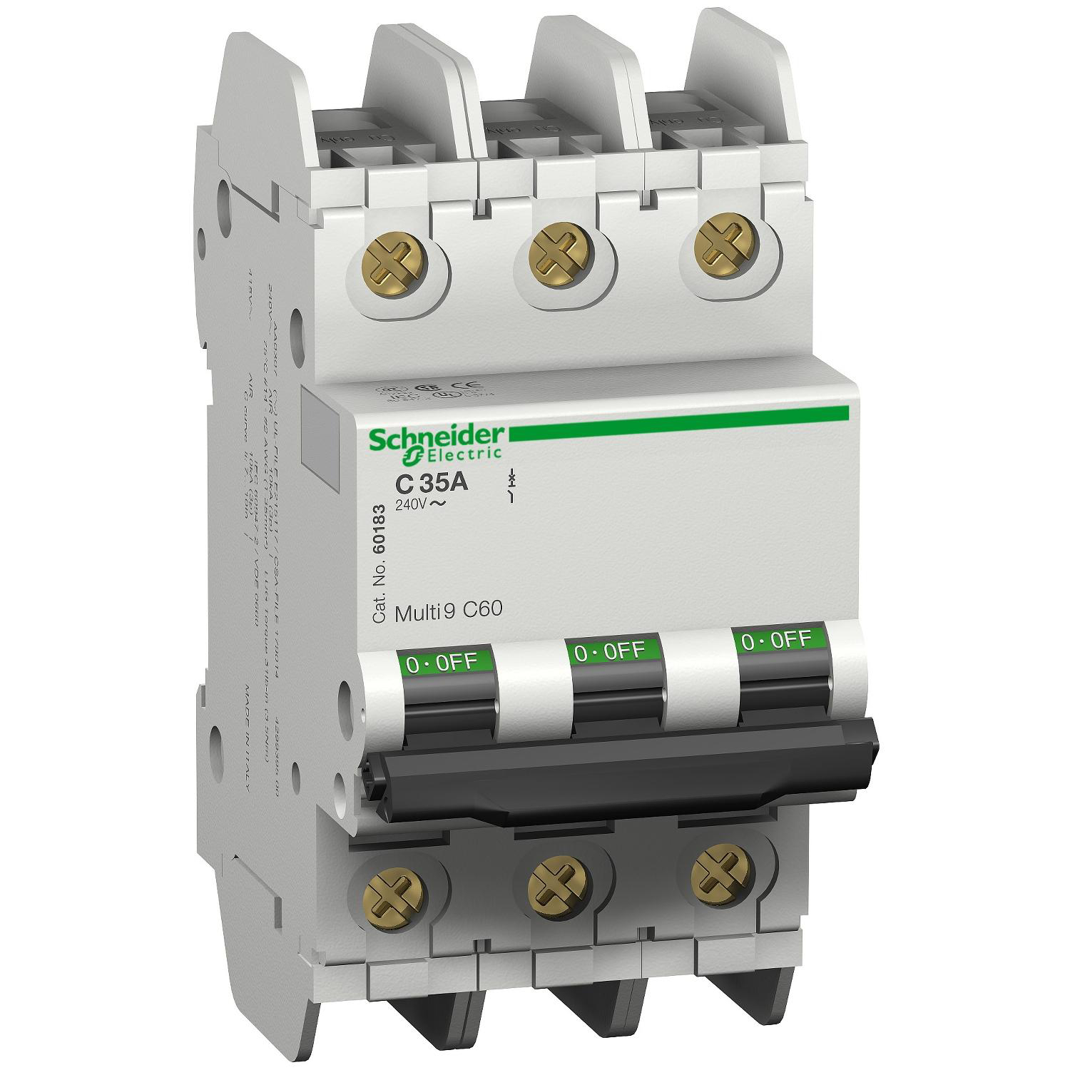 Product image for MULTI9 - C60 UL489 - MCB - 3P - 20 A - C CURVE - 240 V - 10 KA - TUNNEL TERM
