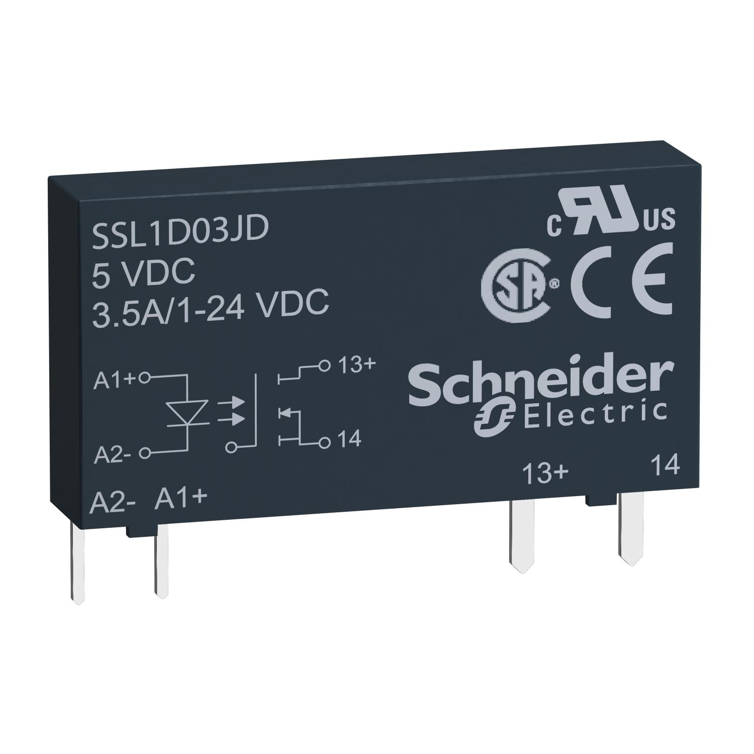 Product image for PLUG IN RELAY, HARMONY SOLID STATE SLIM RELAYS, 3.5A, DC SWITCHING, INPUT 3 TO 12V DC, OUTPUT 1 TO 24V DC