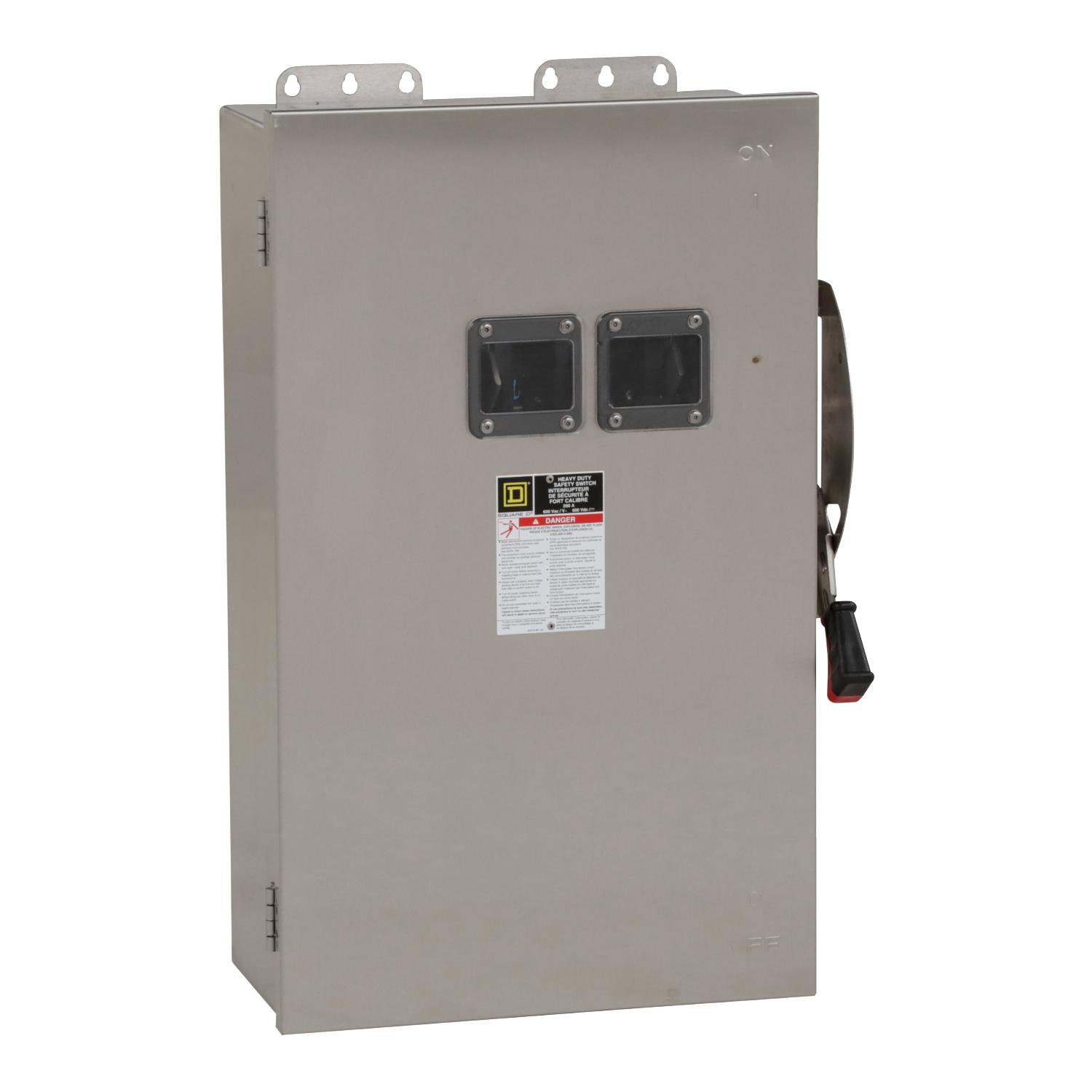 Product image for SAFETY SWITCH, HEAVY DUTY, FUSIBLE, 200A, 600VAC/VDC, 3 POLES, 150HP, NEMA 4, 4X, 5, 304 STEEL