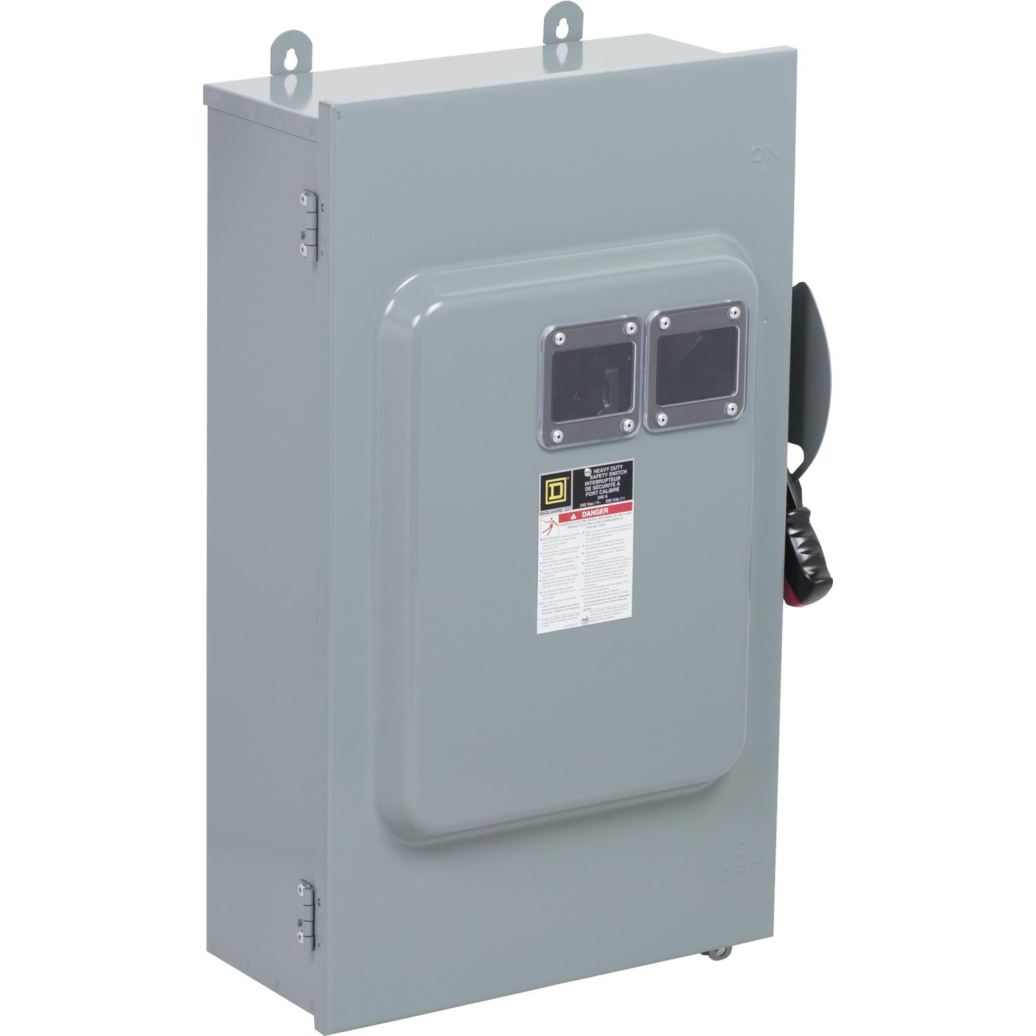 Product image for SAFETY SWITCH, HEAVY DUTY, FUSIBLE, 200A, 240VAC, 250VDC, 2 POLES, 60HP, NEMA 12, NEUTRAL
