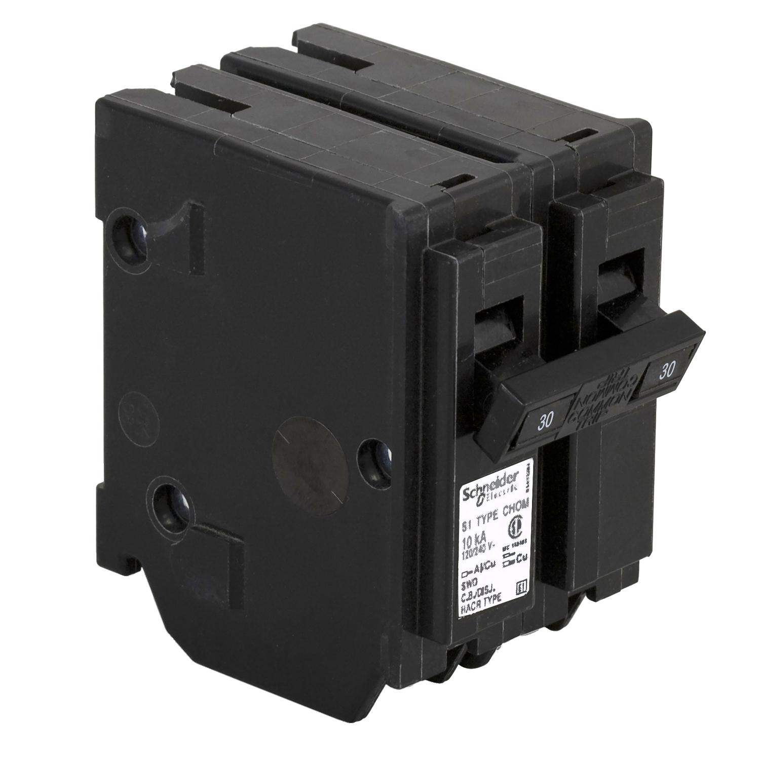 Product image for MINI CIRCUIT BREAKER, HOMELINE CANADIAN, 30A, 2 POLE, 120/240VAC, 10KA AIR, STANDARD TYPE, PLUG IN, UL