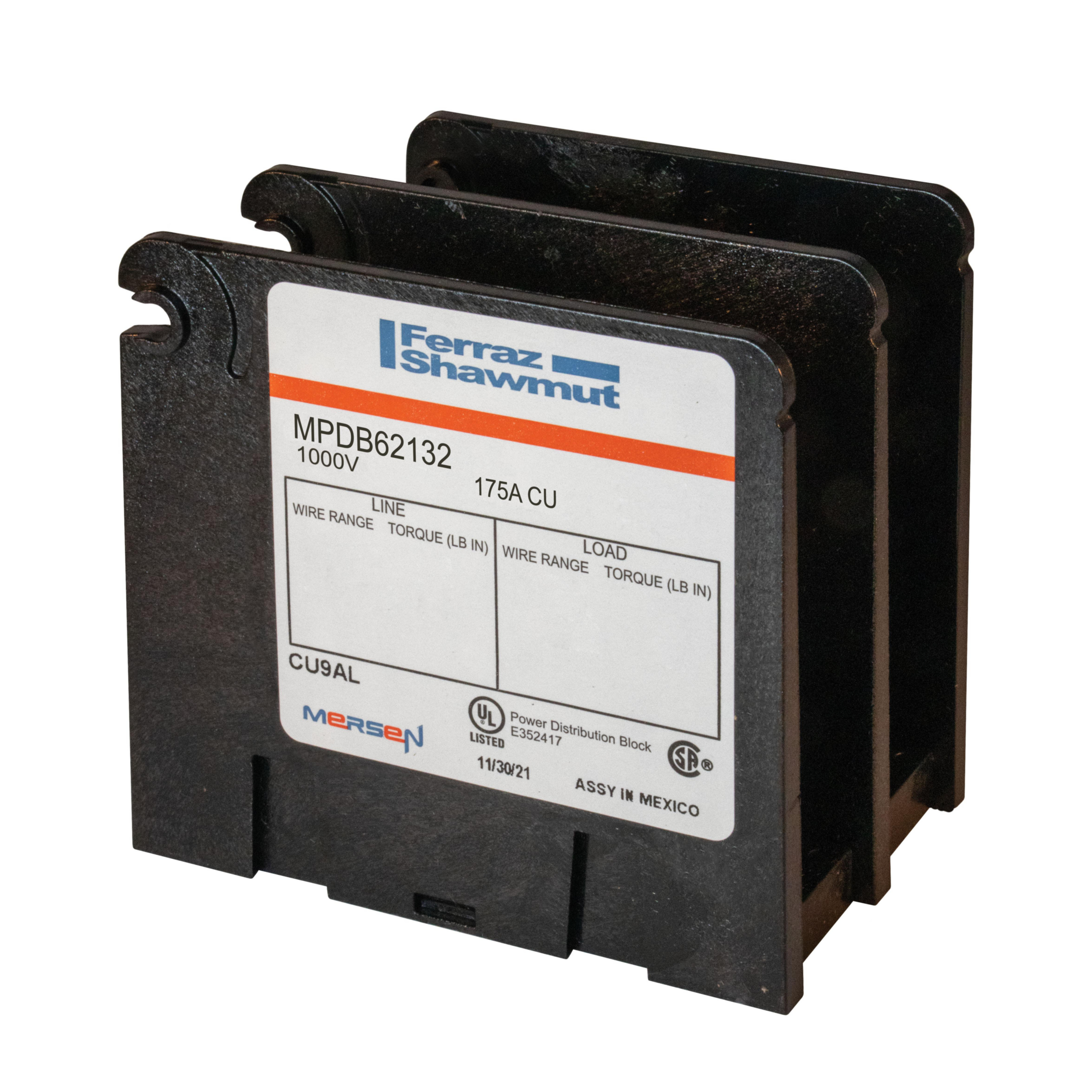 Product image for Open-Style PDB UL 1953 1000V Tin-plated Copper - 175A 2-Pole 1 - 4 openings; 2/0-#14 --- #4-#14 Box to Box