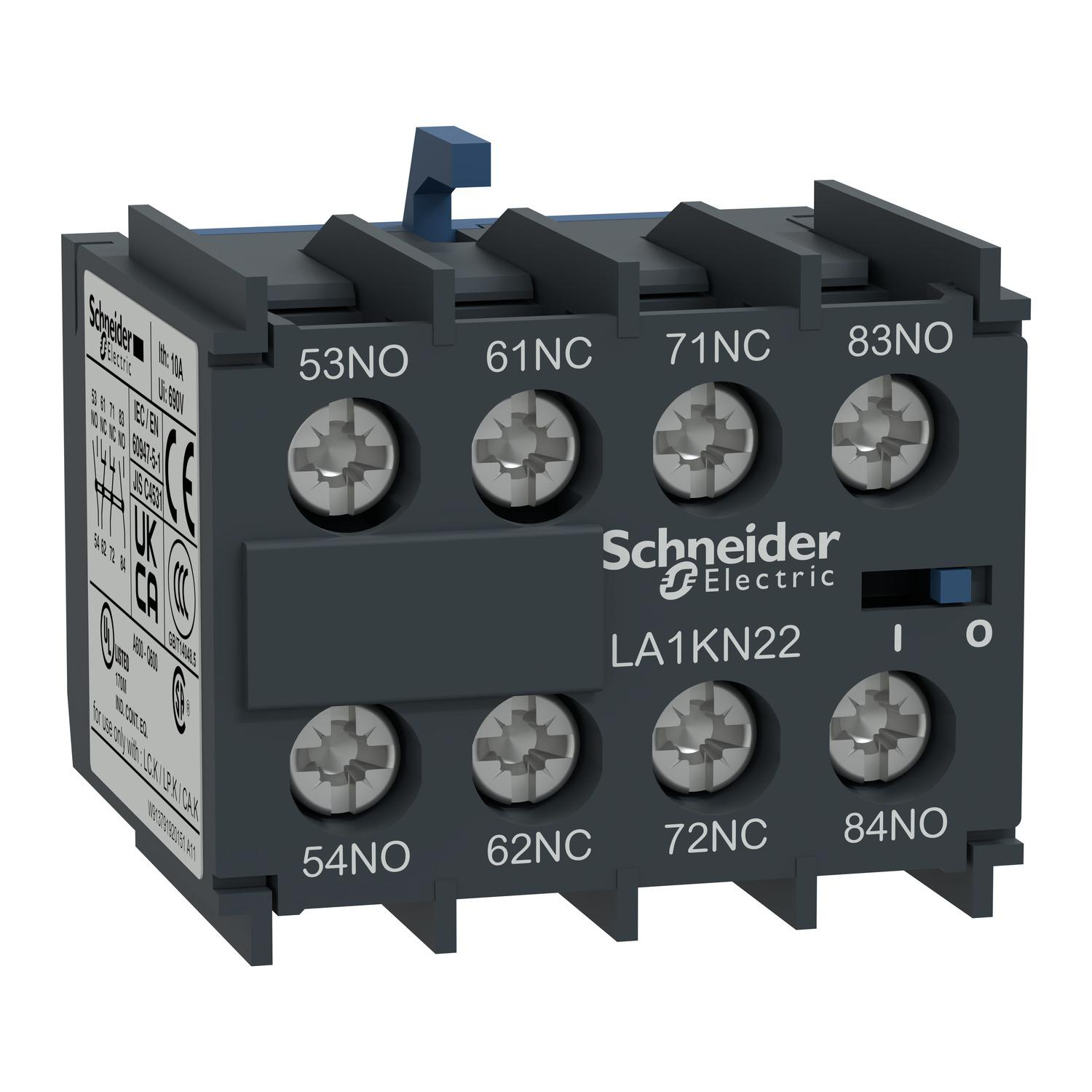 Product image for CONTACTOR, AUXILIARY CONTACT BLOCK, TESYS K, 2 NO AND 2 NC, TOP MOUNT, SCREW CLAMP TERMINALS