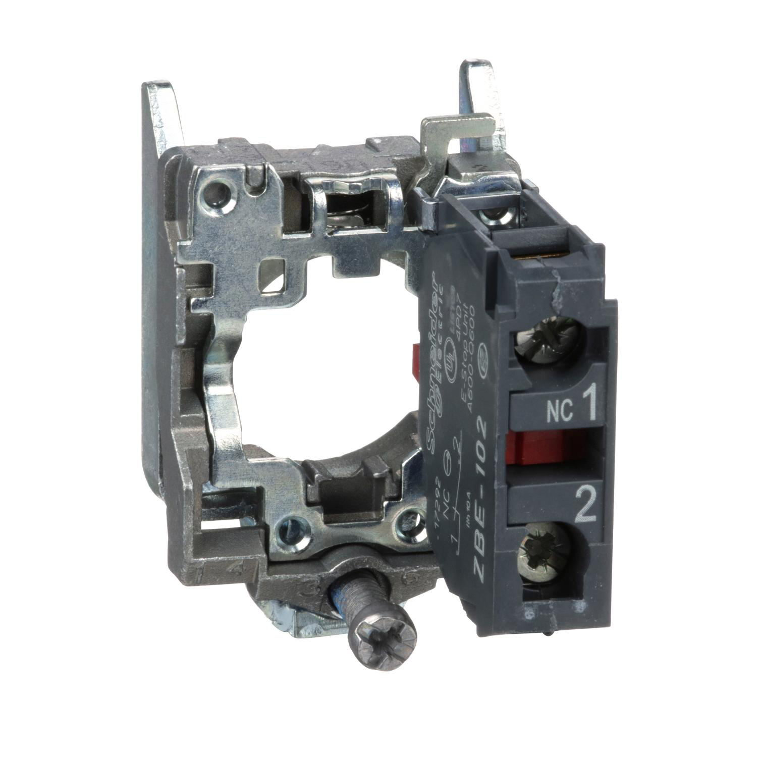 Product image for HARMONY, 22MM PUSH BUTTON, XB4B OPERATORS, CONTACT BLOCK, WITH MOUNTING COLLAR, 1 NC, SCREW CLAMP TERMINAL