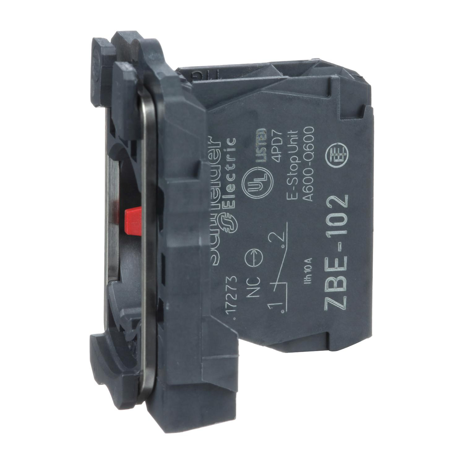 Product image for HARMONY, 22MM PUSH BUTTON, XB5A OPERATORS, CONTACT BLOCK, WITH MOUNTING COLLAR, 1 NC, SCREW CLAMP TERMINAL
