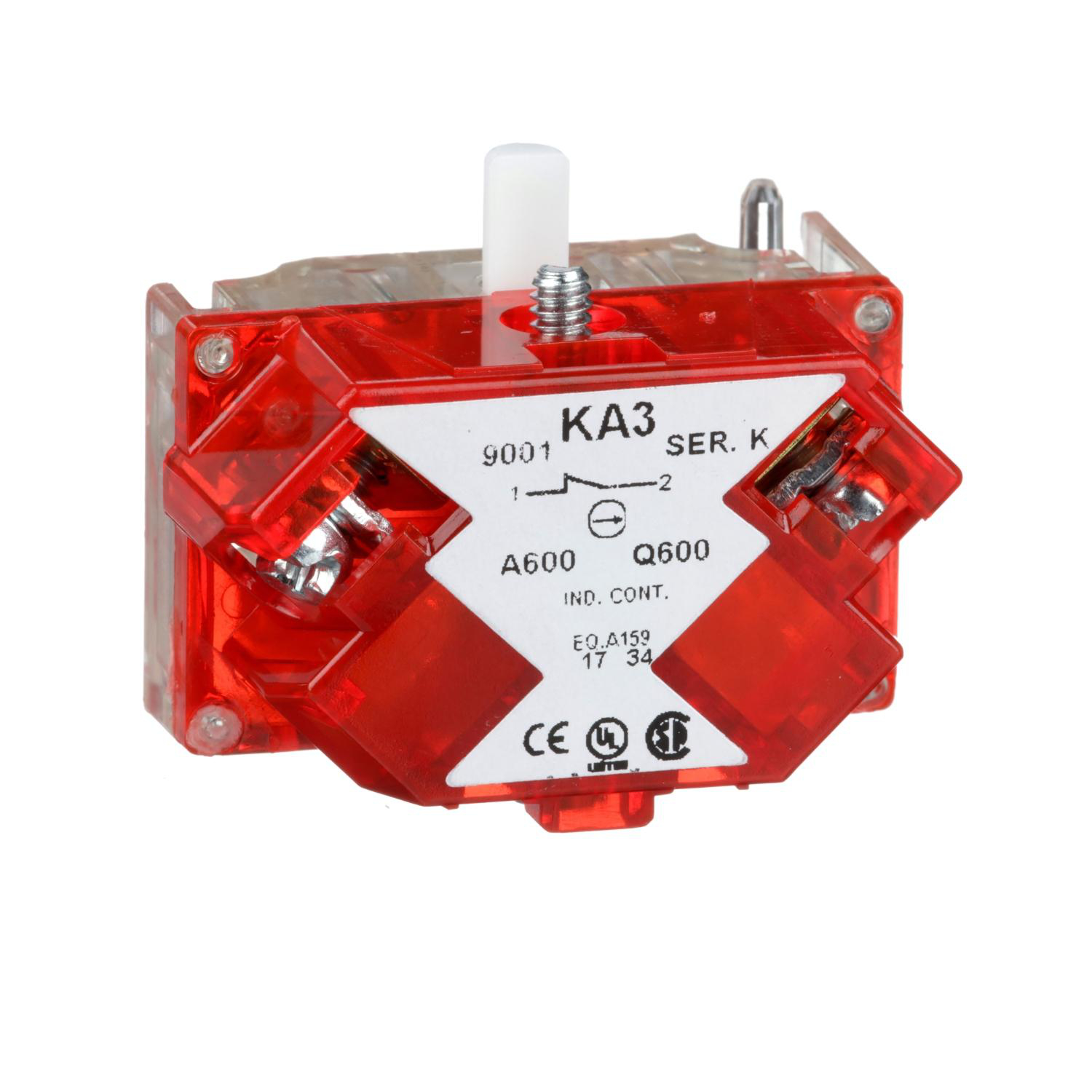 Product image for 30MM PUSH BUTTON, TYPES K, SK OR KX, CONTACT BLOCK, 1 NC