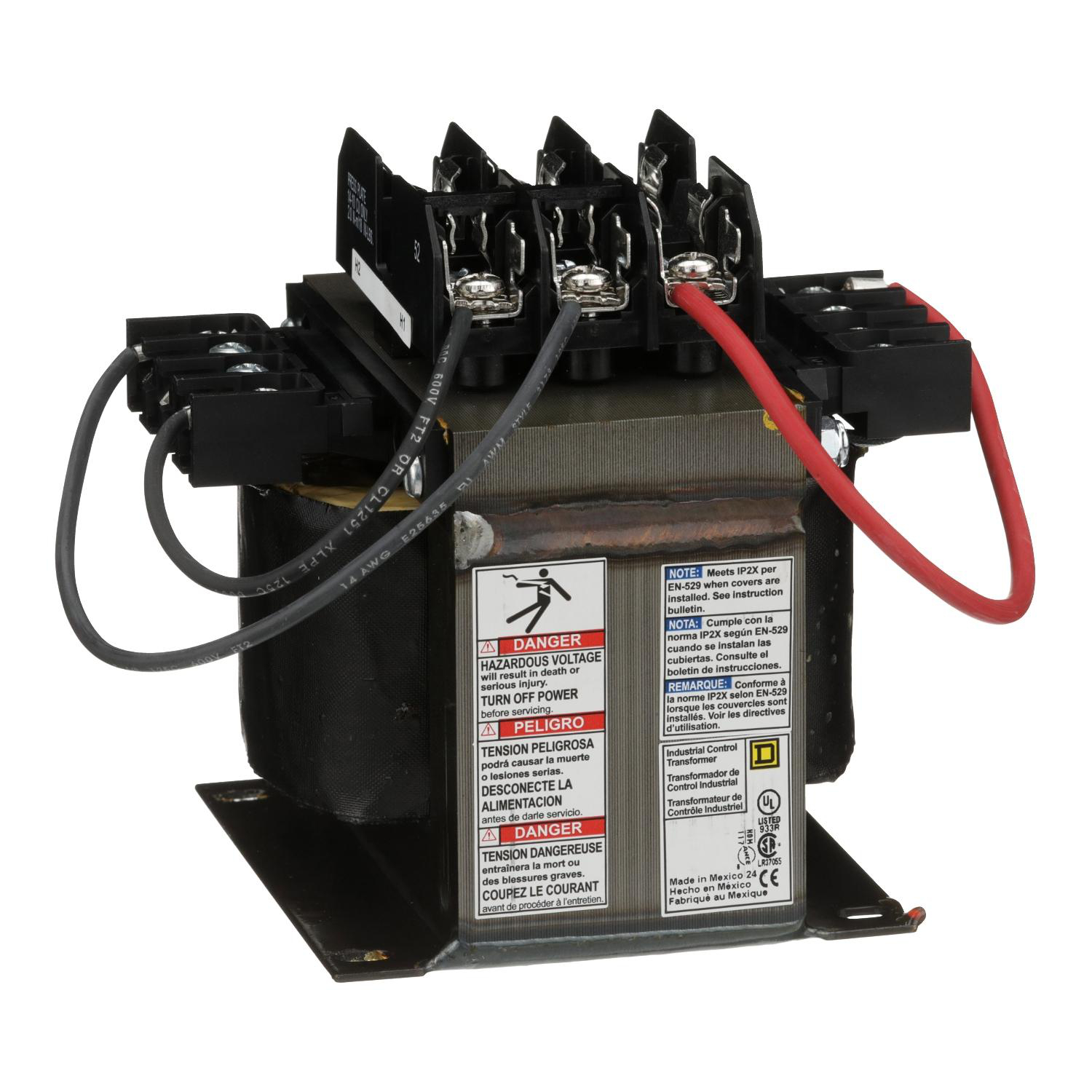 Product image for TRANSFORMER, TYPE TF, INDUSTRIAL CONTROL, 500VA, 1 PHASE, 600V PRIMARY, 120V SECONDARY, 115C RISE