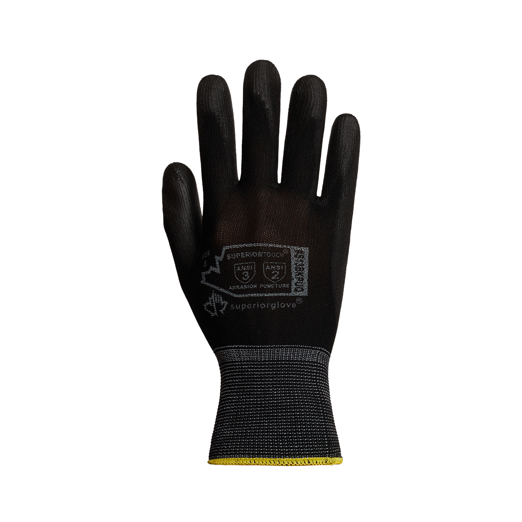 Product image for SUPERG S13BKPUQ-10 GLOVE PALM COAT BLACK POLYURETHANE NYLON KNIT SIZE 10