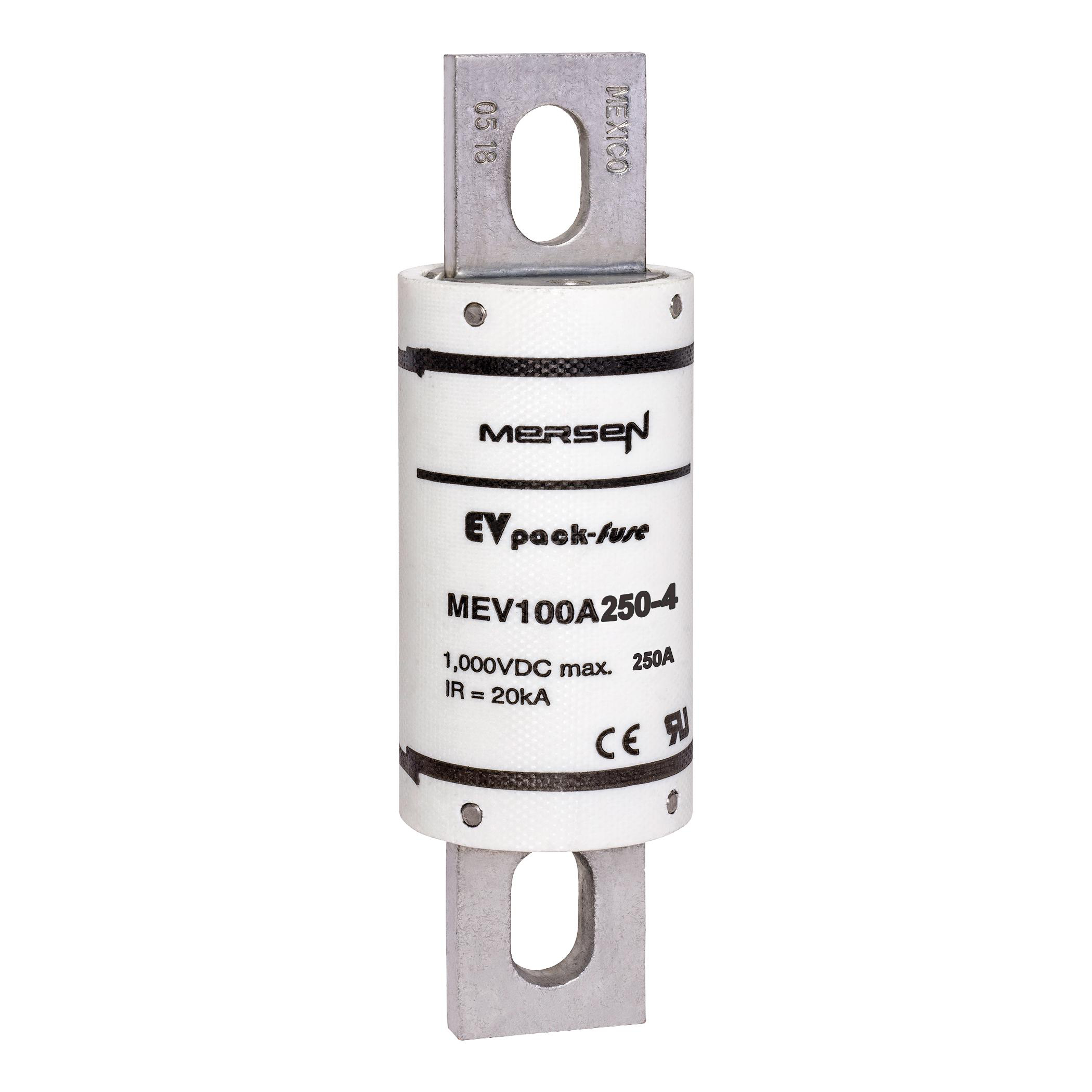 Product image for EVpack-fuse MEV100, 1,000 VDC Max., L/R ... 1ms, 250 A, Round Body Fuse