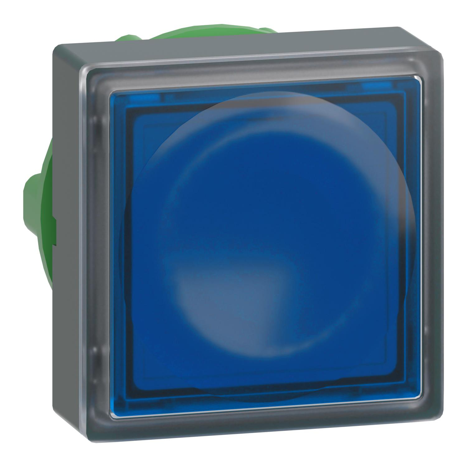 Product image for HEAD FOR ILLUMINATED PUSH BUTTON, HARMONY XB5, PLASTIC, BLUE SQUARE FLUSH, 22MM, UNIVERSAL LED, FOR INSERTION OF LEGEND