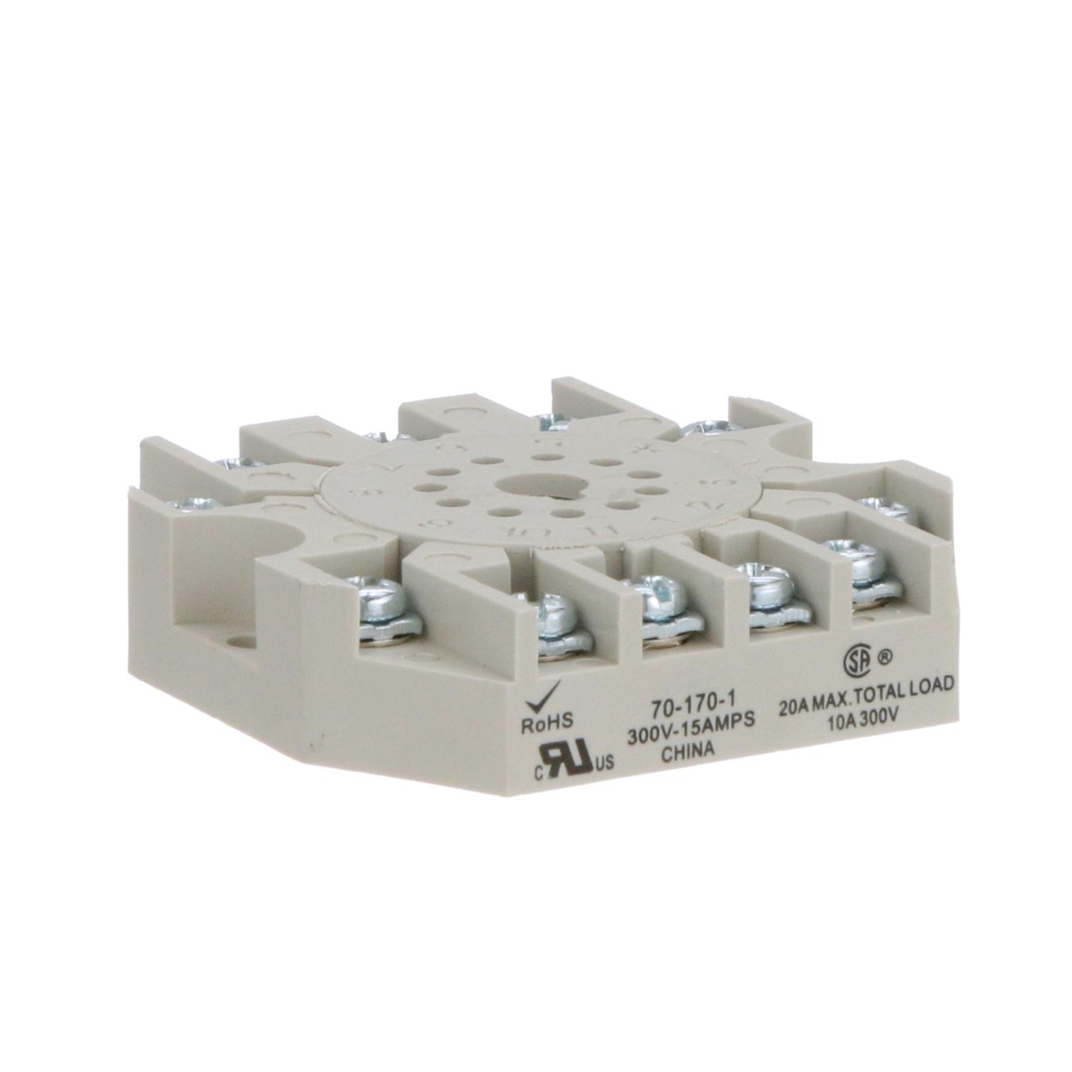 Product image for SOCKET, SE RELAYS GENERAL PURPOSE RELAY ACCESSORY, 3PDT, 15A, 300 V, 11 PINS, SCREW CLAMP TERMINAL, 750R/750H SERIES