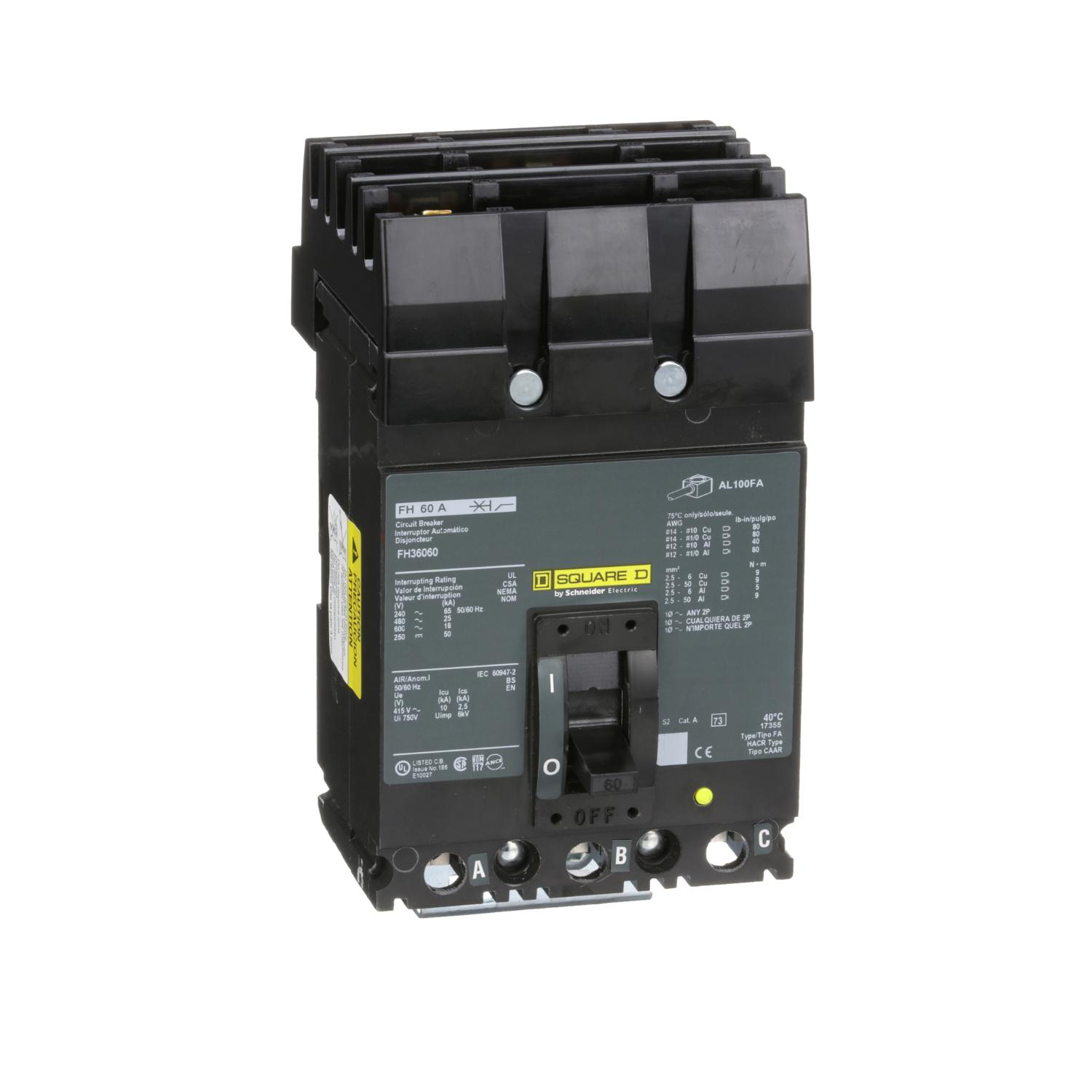Product image for CIRCUIT BREAKER, FH, 600V, 60A, 3 POLE