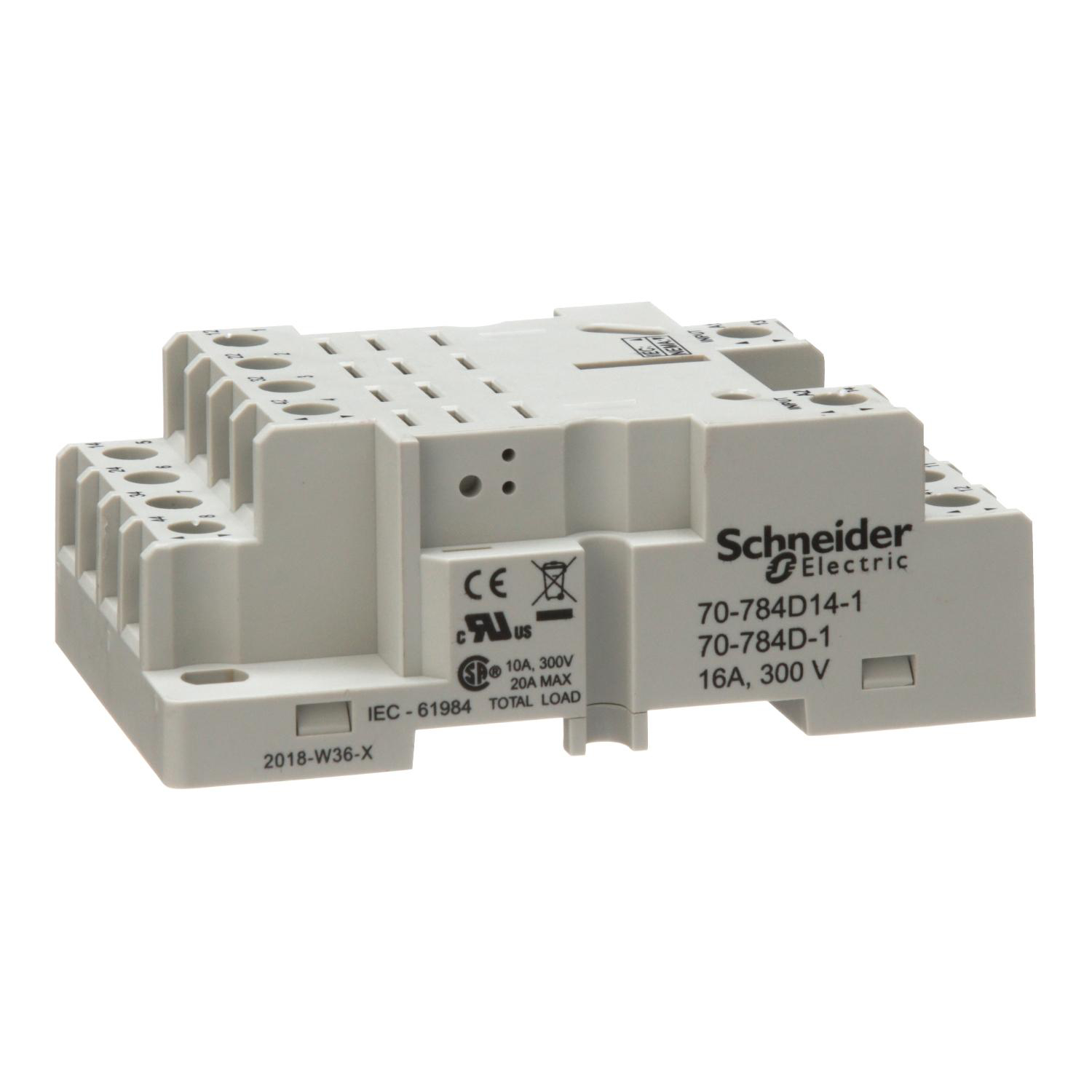 Product image for SOCKET, SE RELAYS GENERAL PURPOSE RELAY ACCESSORY, 4PDT, 16A, 300 V, 14 PINS, SCREW CLAMPING TERMINAL, 784 SERIES