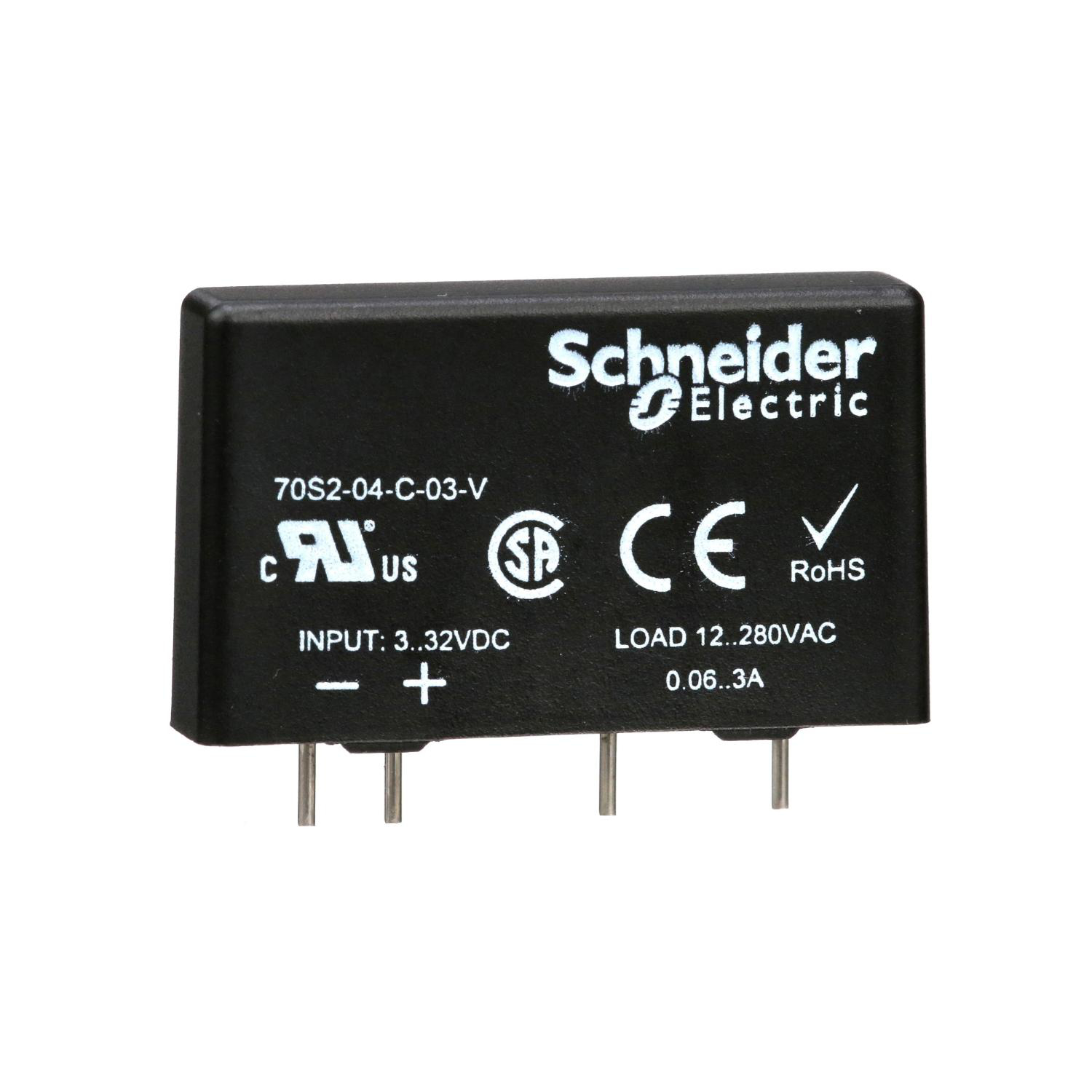 Product image for RELAY, SE RELAYS, SOLID STATE, SPST, 3A, 24 TO 280 VAC, 3 TO 30/32VDC UC, TRIAC, PRINTED CIRCUIT BOARD, SCREW TERMINAL, INCH