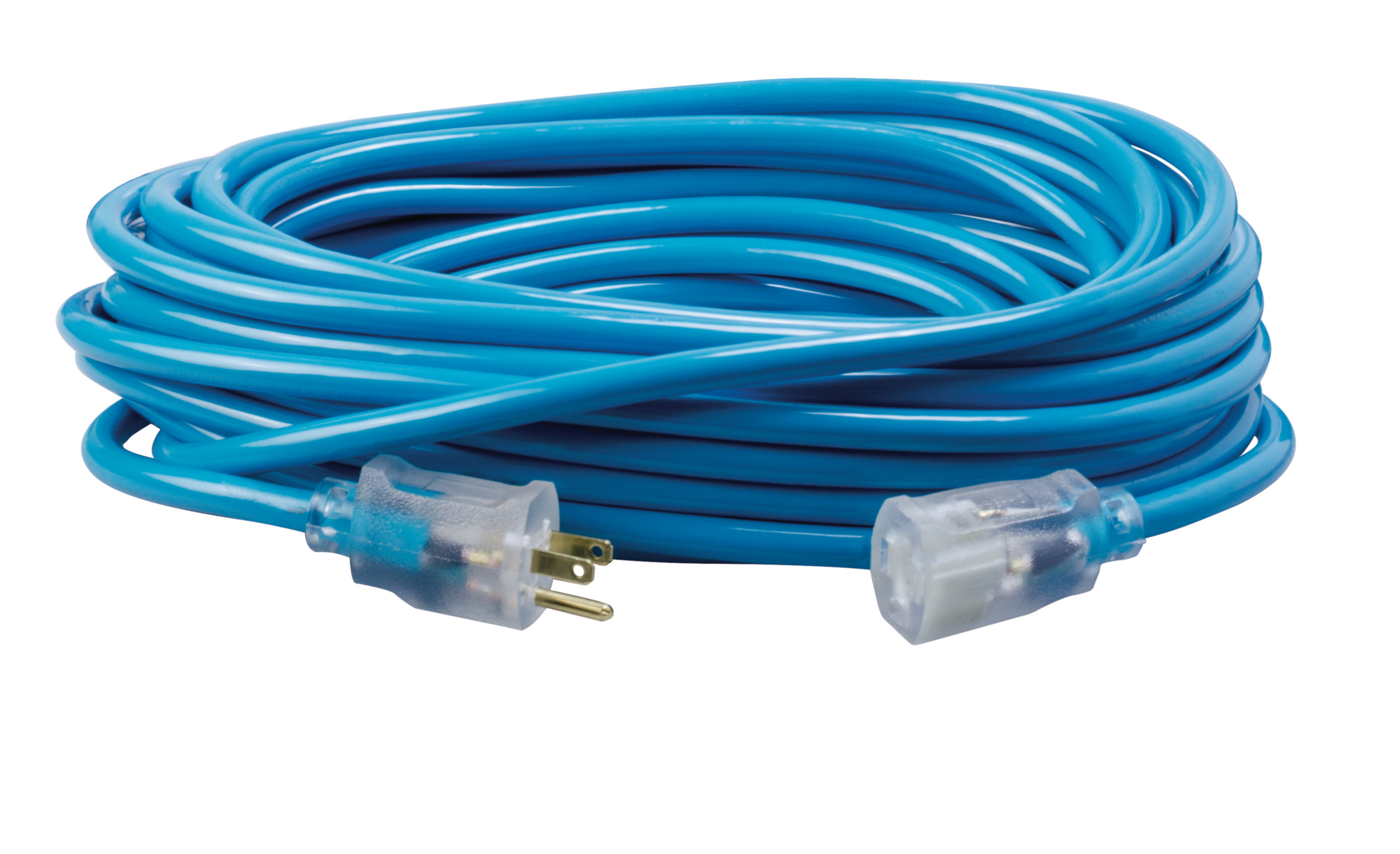 COLEMAN 2578SW000H EXTENSION CORD #12G 3C SJTW 15MTR 50FT NEON BLUE OUTDOOR PVC 125V 15A SINGLE OUTLET WITH POWER INDICATOR LIGHT