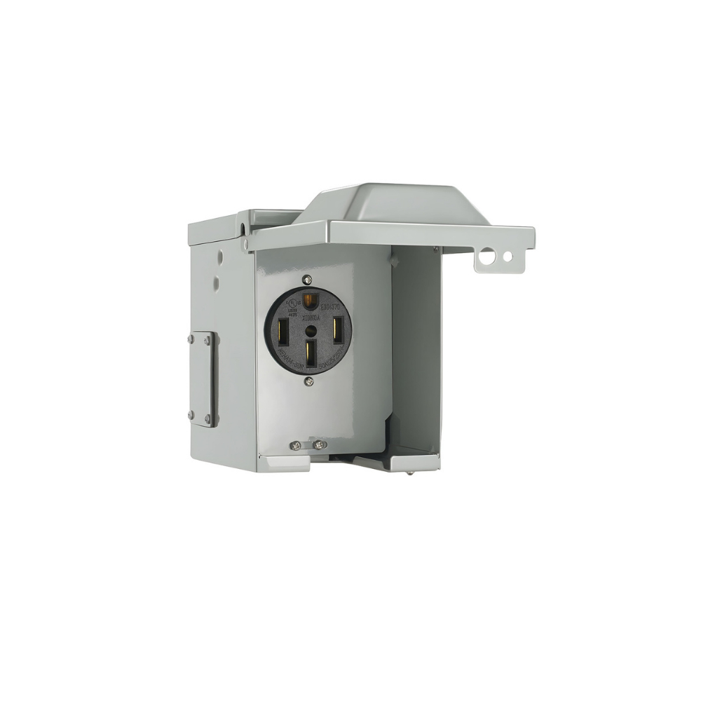 Product image for RAB POB-RVEV-50A-1450R POWER OUTLET BOX FOR RV AND EV 50A 125/250VAC 3P4W NEMA 14-50R GREY 086086