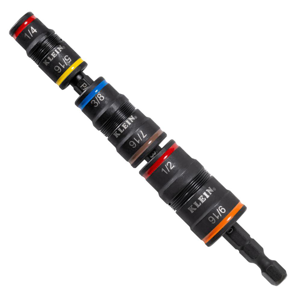 Product image for KLEIN 32933 TOOL 7 IN 1 IMPACT RATED FLIP SOCKET SET 1/4" 5/16" 3/8" 7/16" 1/2" 9/16 HANDLE NOT INCLUDED