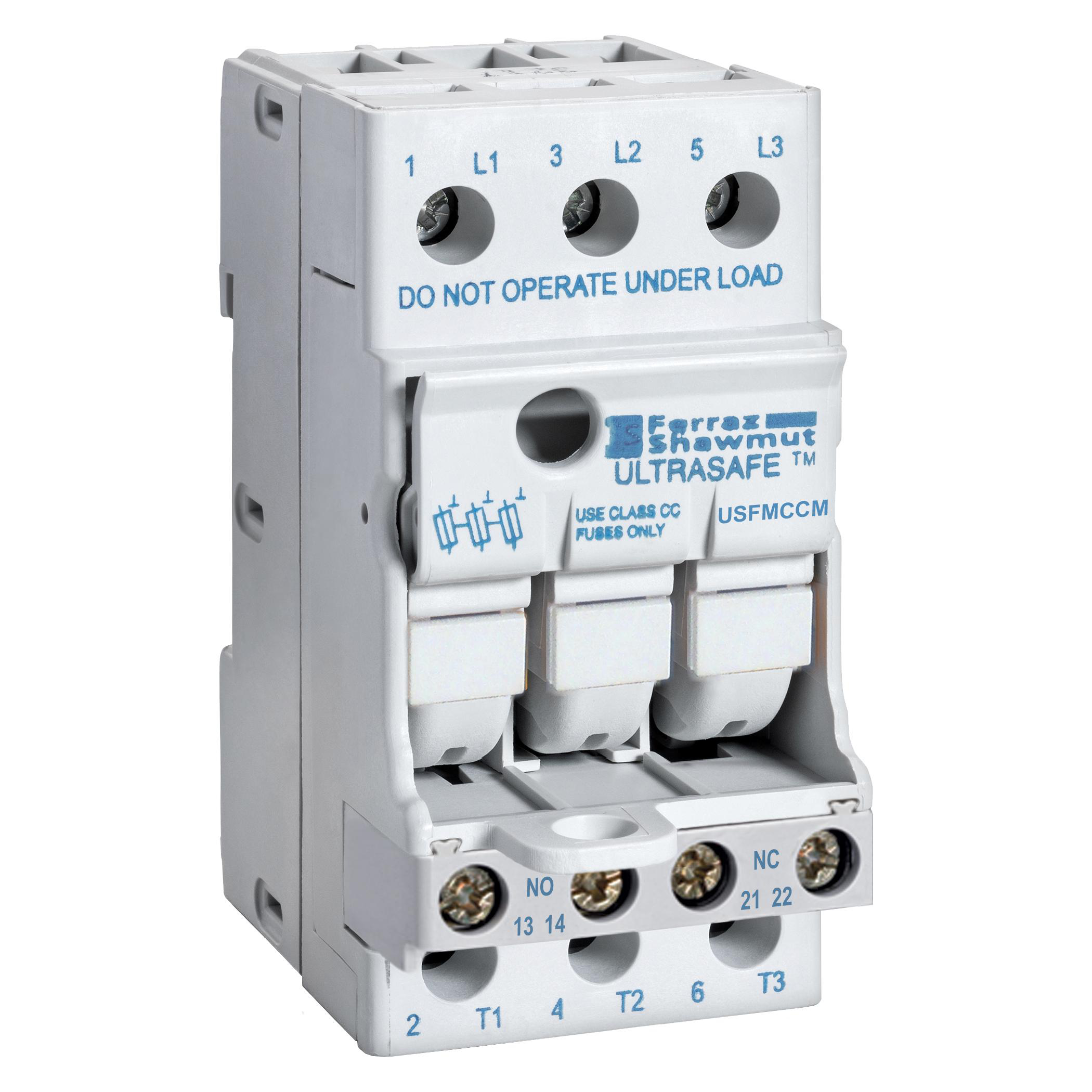Product image for FUSE HOLDER 600VAC 600VDC CLASS CC 30A 3-POLE MICROSWITCH PRESSURE PLATE IP20