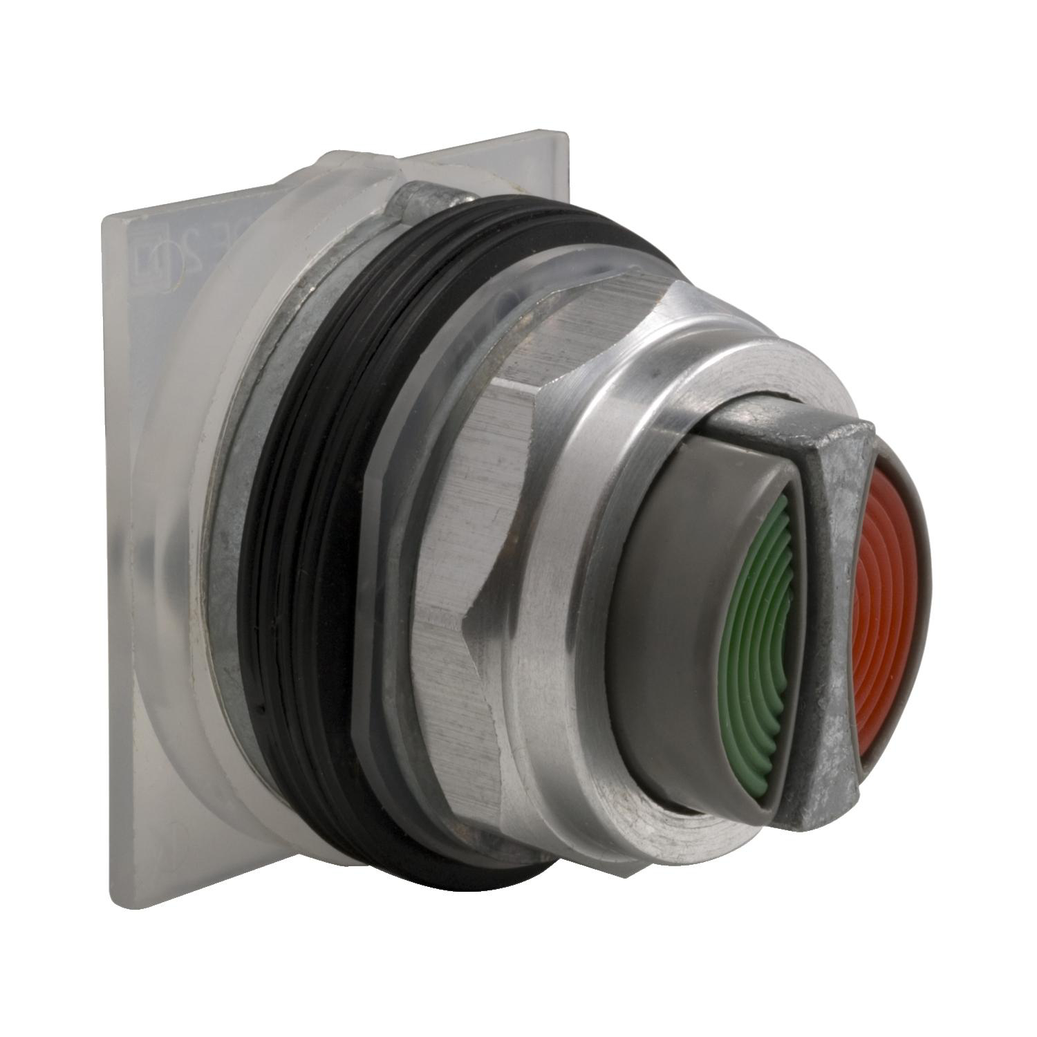 Product image for DOUBLE-HEADED PUSH-BUTTON, HARMONY 9001K, METAL, FLUSH, GREEN + RED, 30MM, SPRING RETURN, 1 NC + 1 NO