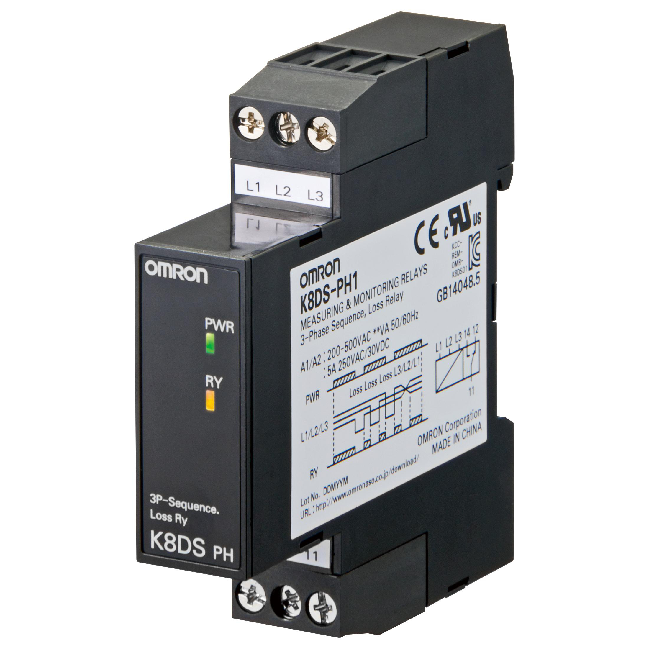 Product image for OMRON K8DS-PH1 200-480VAC RELAY THIN PHASE SEQUENCE/LOSS