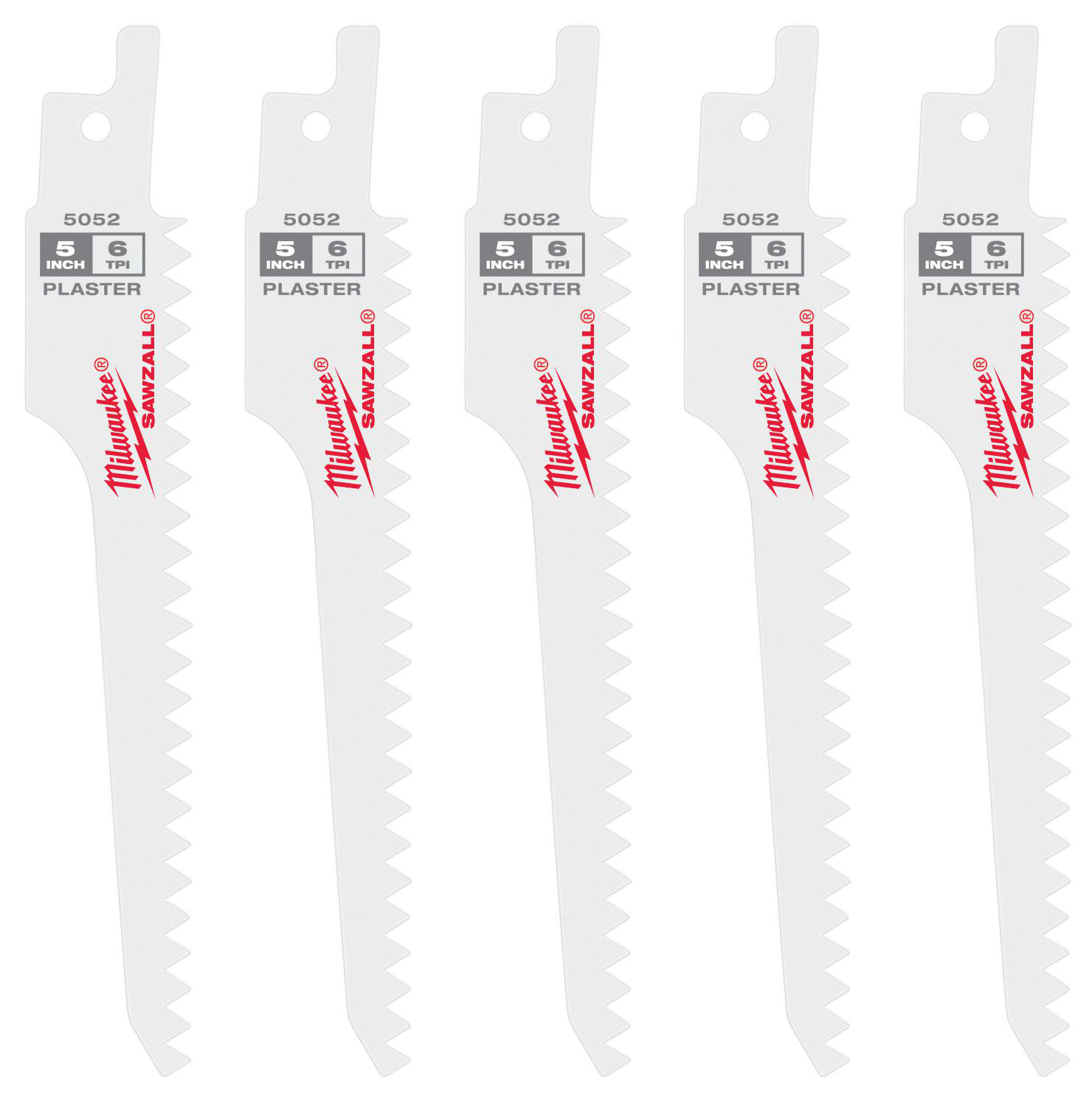 Product image for Blade SAWZALL plaster thin-kerf 6TPI 5" 5/pk