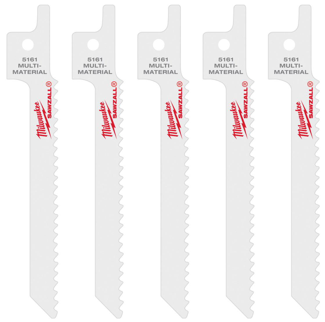 Product image for MILWAUKEE 48-00-5161 BLADE 6TPI 5"L 5PK FOR SAWZALL METAL SCROLL