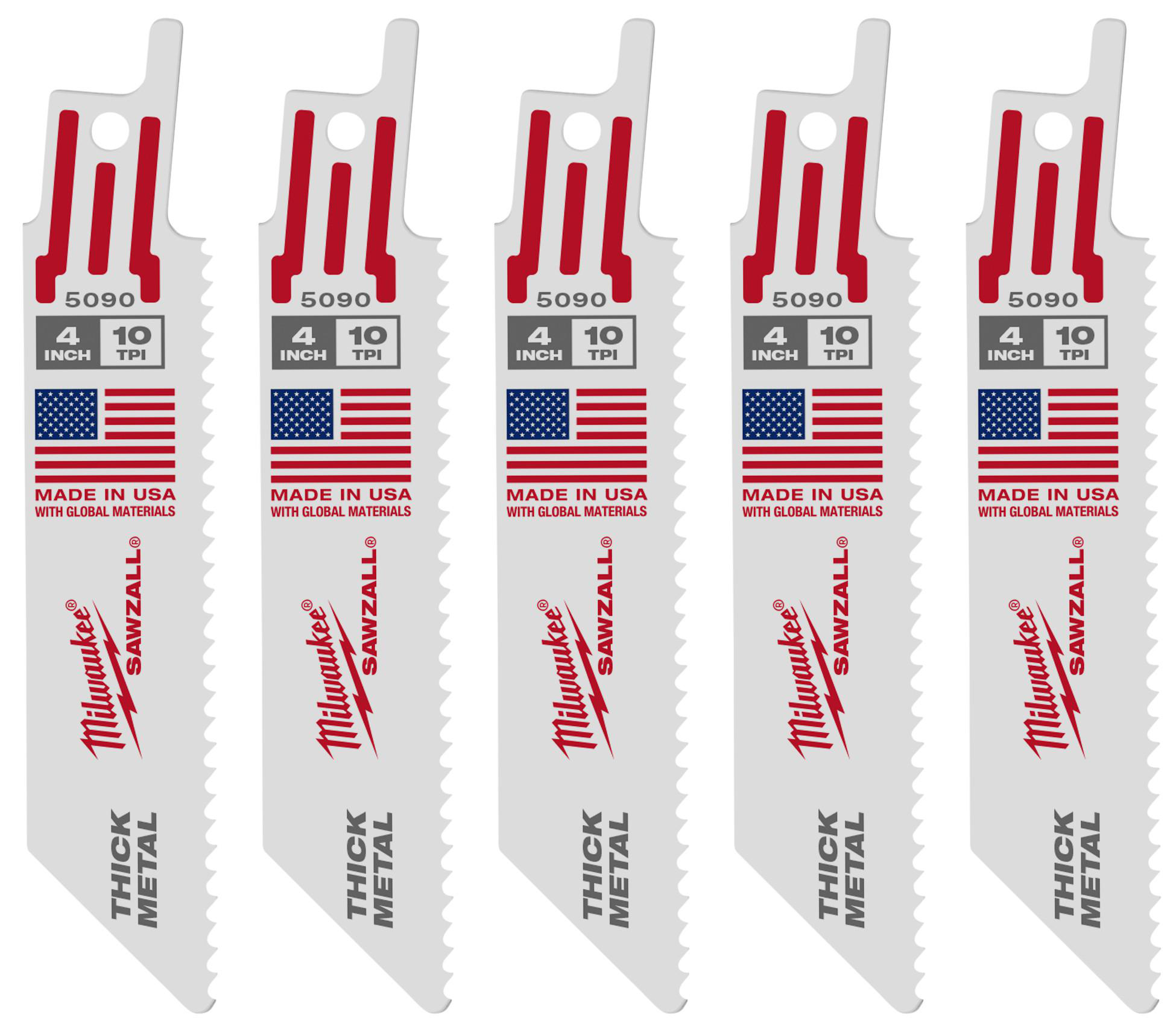 Product image for MILWAUKEE 48-00-5090 BLADE 10TPI 4"L 5PK FOR SAWZALL