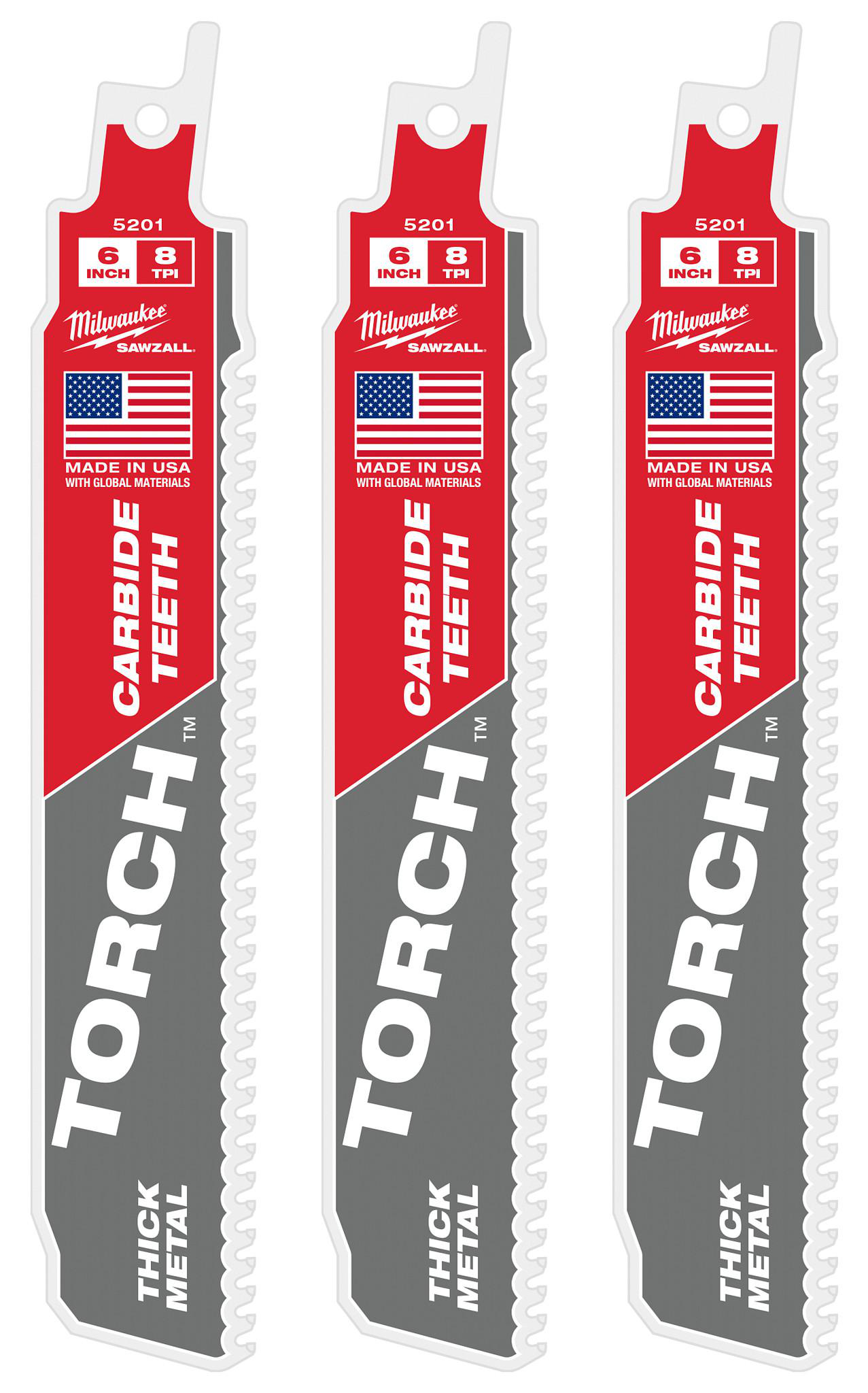 Product image for 6" 8 TPI TORCH™ with Carbide Teeth SAWZALL® Blade