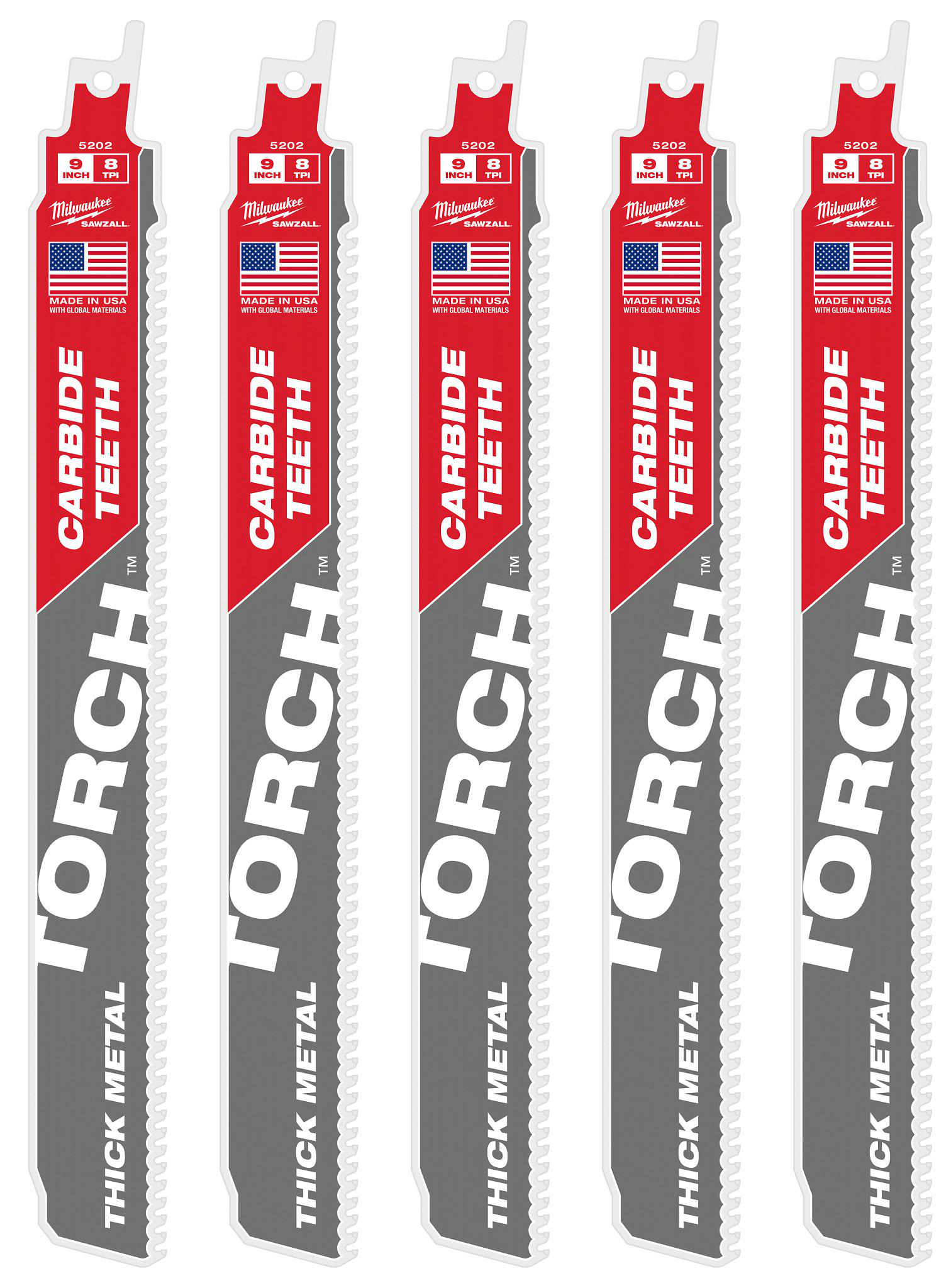 Product image for MILWAUKEE 48-00-5502 BLADE SAWZALL TORCH 9" 5PK