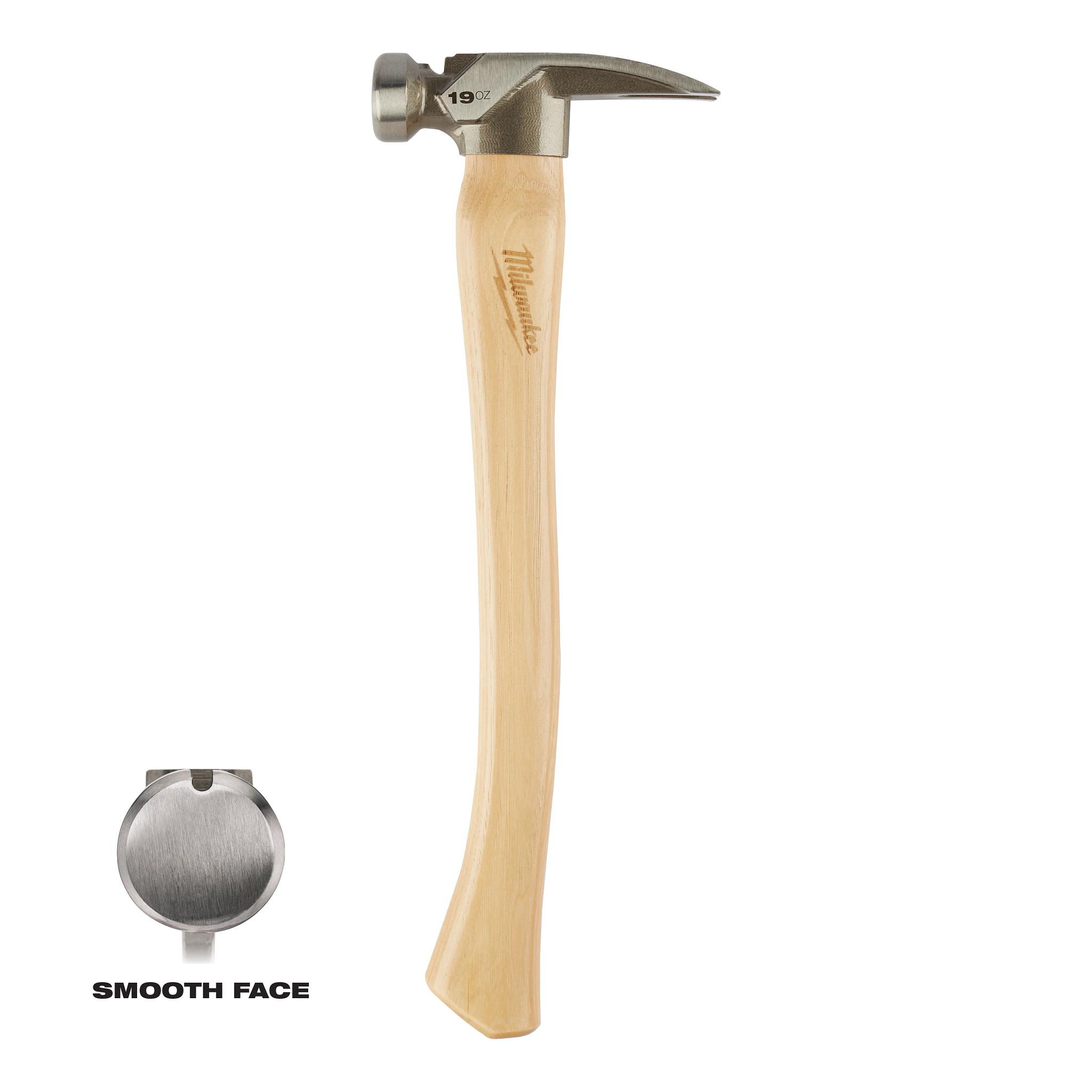 Product image for MILWAUKEE 48-22-9519 HAMMER 19OZ SMOOTH FACE HICKORY HANDLE FRAMING HAMMER